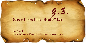 Gavrilovits Beáta névjegykártya